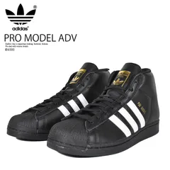 [メンズ サイズ] adidas (アディダス) PRO MODEL ADV (プロ モデル ADV) ミッドカット スニーカー スケボー スケシュー スケーター カジュアル ストリート ローテク ロープロ 薄底 (ブラック/ホワイト/ゴールド) IE6593