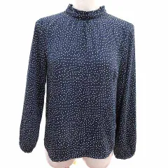 テチチ Te chichi TERRASSE ブラウス ドット 長袖 F 紺 ネイビー 白 ホワイト /YK