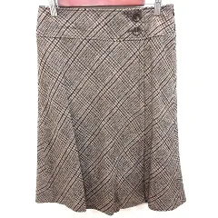 23区 オンワード樫山 スカート フレア ひざ丈 総柄 アンゴラ混 カシミヤ混 40 茶 ブラウン /RT