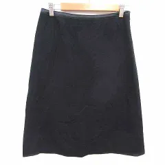 アマカ AMACA 台形スカート ひざ丈 38 M 黒 ブラック /YK