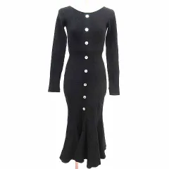 ロイヤルパーティー ROYAL PARTY ワンピース マーメイド ロング ニット 長袖 F 黒 ブラック /YK