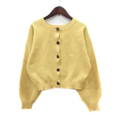 グローブ grove カーディガン ニット リブ S 黄色 イエロー /MN