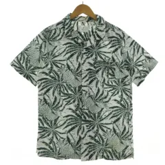 アーバンリサーチ サニーレーベル URBAN RESEARCH Sonny Label オープンカラーシャツ LA66-13S002 半袖 パイナップル ボタニカル柄 コットン グリーン 緑 ホワイト 白 L