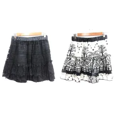 ドーリーガールバイアナスイ DOLLY GIRL by ANNA SUI フレアスカート ミニ リバーシブル レース 総柄 2 M 黒 ブラック /AU