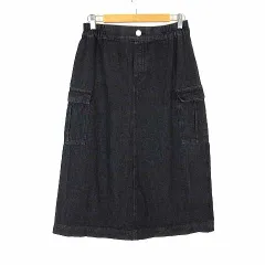 スカート カーゴ デニムスカート ロング L 黒 ブラック