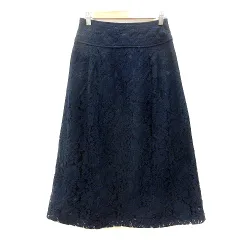 ロペピクニック ROPE Picnic フレアスカート ロング レース 38 M 紺 ネイビー /MN