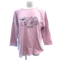 ルノンキュール Lugnoncure カットソー Tシャツ ロンT ラウンドネック オーバーサイズ プリント 九分袖 長袖 F ピンク /AU