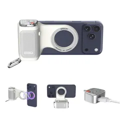 COMTOK MOCA 磁気携帯電話グリップ iPhone 17 全モデル iOS26、iOS18専用 アプリ不要携帯電話グリップ 1/4インチネジ付き - ポータブルカメラホルダー 取り外し可能なリモコン&キーチェーンキャリーフック付き 