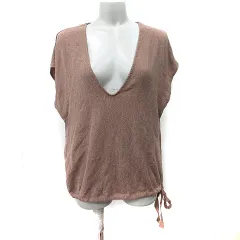 ザラ ZARA カットソー 半袖 Vネック 茶 ブラウン /YI