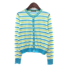 エムビールーカスカシェット MBルーカスカシェット MB LUCAS cachette カーディガン ニット ボーダー 2 M 水色 ライトブルー 黄緑 ライトグリーン /MN
