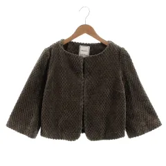 アナトリエ ANATELIER ジャケット ノーカラー フレアスリーブ ドット模様 ベロア コットン グレー系 グレーブラウン 38のサムネイル