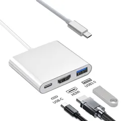 USB-C - HDMI アダプター (4K@30Hz 対応)、iPhone 15/16 をテレビに接続する USB-C デジタル AV マルチポートアダプター、PD100W 急速充電、USB3.0 および 4K HDMI 出力、iPhone 16/ ...