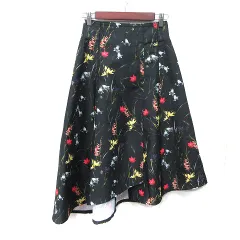 デプレ DES PRES トゥモローランド フレアスカート ロング アシンメトリー 花柄 34 XS 黒 ブラック /YI