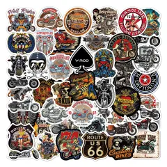 バイクステッカー 50枚、水筒、ノートパソコン、スケートボード、車、ヘルメット、荷物、携帯電話ケース用ビニールステッカー、大人、ティーン向けデカール (オートバイ)