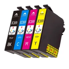 IC4CL69洗浄カートリッジヘッドクリーニング専用 インク目詰まり・カスレ解消 プリンター強力洗浄液クリーニング洗浄液PX-045A PX-046A PX-047A PX-105 PX-405A PX-435A等対応砂時計4本セットICBK69ブラ ...