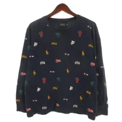 ポロ ラルフローレン POLO RALPH LAUREN サーマル Tシャツ カットソー 長袖 総柄 ネイビー M 251121E