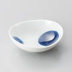 二色丸紋楕円小付（有田焼）