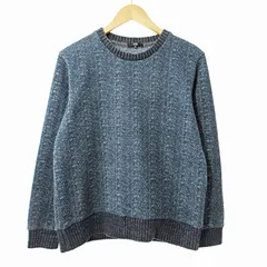 23区 オンワード樫山 HOMME オム ミックスカラーニット セーター 長袖 裏起毛 48 紺 ネイビー 0716 IBO73のサムネイル