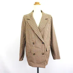 ナイスクラップ NICE CLAUP continuer de NICE CLAUP ジャケット ブレザー テーラード 長袖 ダブル 総裏 チェック ストレッチ F ブラウン ※EKMのサムネイル