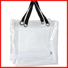 ビニールバッグ 透明 丈夫 トート クリアバッグ 手提げ 防水 推し活 痛バッグ プール 大人 LL スクエア ショルダー W40×D15×H40cm 大きめ 仕事用 大容量 MCB-4040