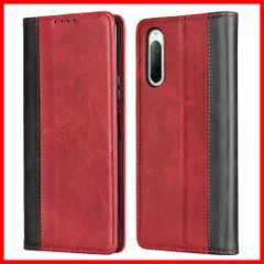 Ｈａｖａｙａ 対応 SO-41A ケース Xperia10II ケース SOV43 ケース 手帳型 耐衝撃 au ソニー エクスペリア10ii カバー 第2世代 docomo a001so ワイモバイル SoftBank マグネット式 カード収納 レザー-レッ