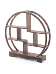 花瓶 台 盆栽 棚 花台 香炉 木製 和風 茶器 モダン アンティーク 中国 ディスプレイ ウッド CATT ラック 家具 VICHE オブジェ (丸型)