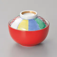 赤釉紙風船煮物碗