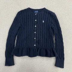 M ポロ キッズ ケーブル フリル ニット カーディガン 0203M1