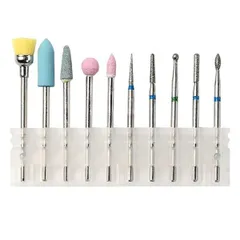 ネイルマシン用ドリルビット 10点セット ネイルビット 耐久性 耐摩耗性 スカルプチュアジェルやアクリルネイルのキューティクル除去に 簡単なクリーニング DIYネイル工具 マニキュアペディキュアホームサロン用 収納ケース付き 持ち運びが容易 （シャンク径：2.