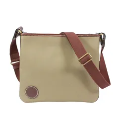 HUNTING WORLD レザー×キャンバス カーキブラウン ショルダーバッグ ゴールド