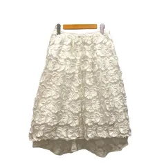 チェスティ Chesty スカート フレア 刺繍 チュール ひざ丈 0 白 ホワイト