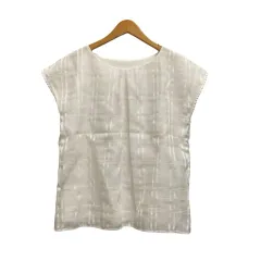 オリヒカ ORIHICA RHYME カットソー ノースリーブ クルーネック チェック S 白 ホワイト レディース