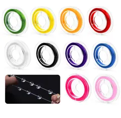 何千回もの引っ張りに耐え、寿命が長く 強い弾性 ブレスレット用ゴム 10色セット アクセサリーパーツ フルカラー 伸縮性 DIY 水晶の線 弾力紐 用 0.8mm ゴム ブレスレット