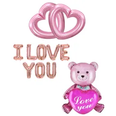 YOU文字風船 くまちゃん LOVE 誕生日パーティーデコレーション バレンタインデーバルーンセット I 記念日 撮影 ハートラブ風船 ウェディング結婚式装飾 プロポーズイベント ウェディング結婚式装飾 サプライズ飾り付け(ピンク)