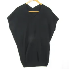 アースミュージック&エコロジー EARTH MUSIC & ECOLOGY フレンチスリーブ ニット カットソー Vネック F ブラック kz11000