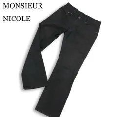 MONSIEUR NICOLE ムッシュ ニコル 通年★ ヘリンボーン ブーツカット デニム パンツ ジーンズ Sz.44 メンズ 黒のサムネイル