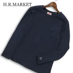 H.R.MARKET ハリウッドランチマーケット H刺繍★ 長袖 ストレッチ フライス カットソー Tシャツ Sz.2 メンズ ネイビー日本製