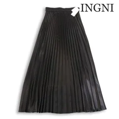 【新品 未使用】 INGNI イング 通年★ プリーツ フレア スカート Sz.F レディース 黒