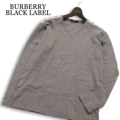 BURBERRY BLACK LABEL バーバリー ブラックレーベル ノバチェック切替 長袖 カットソー ロンTシャツ Sz.4　メンズ 灰 日本製