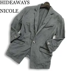 HIDEAWAYS NICOLE ハイダウェイ ニコル 春夏★ 7分袖 杢調 テーラード ジャケット Sz.46 メンズ 灰 グレー