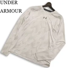 UNDER ARMOUR アンダーアーマー 通年 heat gear★ 総柄 長袖 Vネック カットソー ロンTシャツ Sz.L メンズ トレーニング