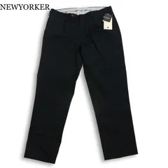 【新品 未使用】 NEWYORKER ニューヨーカー 通年★ スラックス テーパード パンツ Sz.88 メンズ ネイビー 大きいサイズのサムネイル