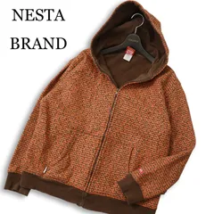 NESTA BRAND ネスタブランド 秋冬 ロゴプリント総柄★ 裏起毛 スウェット ジップ パーカー フーディー Sz.L メンズのサムネイル