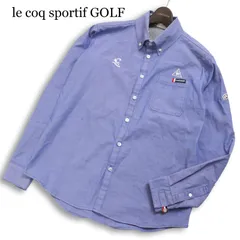 le coq sportif GOLF ルコック スポルティフ ゴルフ 通年 ロゴ刺繍★ 長袖 ボタンダウン シャツ Sz.M メンズ