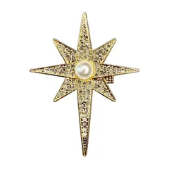 八芒星 パール ブローチ 十字架 光 パール 太陽 レディース ゴールド 星 金