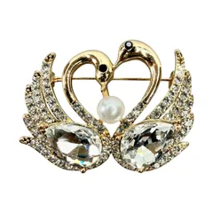 白鳥 ブローチ 鳥 水鳥 エレガント レディース 動物 アニマル 上品 綺麗 金