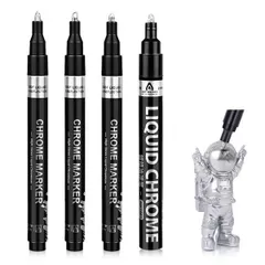 aninako メッキ 補修ペン クロームメッキマーカーペン メッキ 4個セット 0.7mm 2.0mm 1.0mm メッキペン 塗るだけでメッキ 高光沢液体クロムペイントマーカー ミラーペイントペン反射光沢ペイントマーカー 長持ちする色 DIYハイライトペン