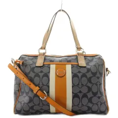 コーチ COACH シグネチャー ボストンバッグ ハンドバッグ ショルダーバッグ 2way オレンジ 紺 ネイビー F24362 /AN2 ●D