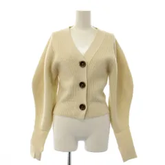 エストネーション ESTNATION ニットカーディガン リブ 長袖 ショート丈 Vネック ウール カシミヤ混 F アイボリー /BB