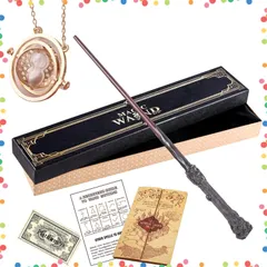 【特価商品】ハリーポッター 杖 魔法の杖 魔法学校風 小道具 コスプレ 樹脂 小物 ハリポタ杖 忠実に再現 長さ40cm 高度に復元された 魔杖 パーティー、誕生日プレゼント 魔法の小道具 呪文 マジック、チケット、 地図 、ネックレス、 収納箱付き